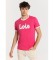 Lois Jeans T-shirt de manga curta com logótipo em contraste de alta densidade cor-de-rosa