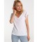 Lois T-shirt Lois Jeans - Scollo a V fiammato bianca
