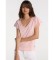 Lois T-shirt Lois Jeans - Scollo a V fiammato rosa