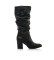 Mustang Uma black leather boots -Heel height 7,50cm