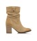Mustang Casual Uma Beige leather ankle boots - Height 7cm heel