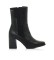 Mustang Dress leather ankle boots PORTO black -Height heel 7.5cm