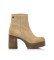 Mustang Leather Dress Ankle Boots Sixties Beige- Heel height 8cm