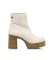 Mustang Leather Dress Ankle Boots Sixties White- Heel height 8cm