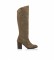 Mustang Uma brown leather boots - Heel height 7.5cm 