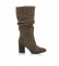 Mustang Uma brown leather boots -Height heel 8cm