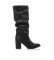 Mustang Black Ima leather boots -Height heel: 7cm