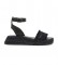 Pepe Jeans Kate Fabric Leather Wedge Sandals black