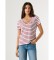 Acheter Pepe Jeans T-shirt rayé Megan blanc, rouge