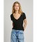 Kopen Pepe Jeans Megan Korte Mouw V-Hals T-shirt Zwart