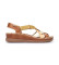Buy Pikolinos Leather sandals with crossed straps Cadaqués brown