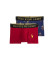 Acheter Polo Ralph Lauren Lot de 2 caleçons en coton avec ceinture élastiquée rouge et bleue, rouge, bleu