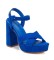 Refresh Sandlia de couro 170787 azul - altura do calcanhar 12cm