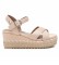 Refresh Sandali in Camoscio Beige -Altezza cu a 7cm-