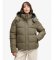 Köp Superdry Premium-vadderad jacka med rutmönster och huva, brun
