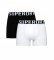Superdry Two organic cotton boxer briefs with double logo in black, white and white