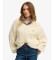 Kup Superdry Sweter oversize z wzorem warkoczowym w kolorze złamanej bieli