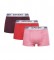 Superdry Pack of 3 organic cotton boxer shorts red, pink