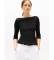 Kaufen Tommy Hilfiger Schwarzes T-Shirt mit schmalem Bootsausschnitt