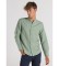 Buy Victorio & Lucchino, V&L Shirt Long sleeve linen blend fabric green mao collar