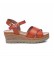 Xti Reddish brown strappy sandals - Height 5cm wedge 