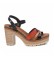 Xti Sandals crossed straps black, red -Height heel 9cm