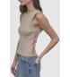 DKNY Top beige a costine