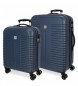Roll Road Roll Road India Hard Shell Rolling Road Bagageset 55-70cm Marine Blauw