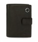Pepe Jeans Skórzany portfel na odznaki w kolorze czarnym z zapięciem na zatrzask -8.5x10.5x1cm