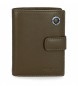 Pepe Jeans Leather wallet Badge Khaki with click clasp -8.5x10.5x1cm