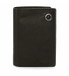 Pepe Jeans Skórzany portfel na odznaki pionowy z portmonetką Czarny -8.5x11.5x1cm