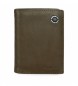 Pepe Jeans Usnjena denarnica Badge vertikalna denarnica z denarnico za kovance Khaki -8.5x11.5x1cm