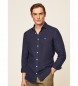 Hackett London Marinblå linneskjorta med smal passform