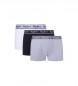 Pepe Jeans 3 paketi belih, črnih in sivih elastičnih boksarskih hlač z logotipom