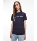 Calvin Klein Jeans Slim Fit T-Shirt aus Bio-Baumwolle Navy Logo