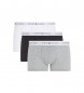 Tommy Hilfiger 3 Packs de boxers Trunk Essential cinzentos, pretos e brancos