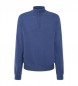 Hackett London Niebieski sweter Merino Cash Mix z zamkiem błyskawicznym