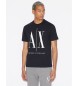 Armani Exchange Regular fit knit T-shirt Plain navy colour