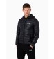 EA7 Core Identity opvouwbare gewatteerde jas met capuchon, zwart