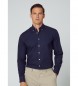 Hackett London Garment Dyed marinblå skjorta
