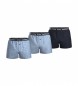 BOSS Pack of 3 blue, navy woven boxer shorts