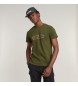 G-Star T-shirt verde con logo Old Skool distrutta