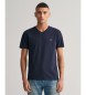 Gant T-shirt com decote em V Shield azul-marinho