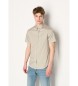 Armani Exchange Beige popeline overhemd met korte mouwen