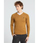 Lois Jeans Basic jumper with brown v-neck collar