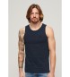 Superdry T-shirt smanicata in cotone con trama navy