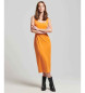 Superdry Vestido midi de punto con escote cuadrado naranja