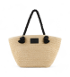 Emporio Armani Beige geflochtene Shopper-Tasche fr den Strand