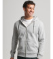 Superdry Sudadera con capucha, cremallera y logo Essential gris