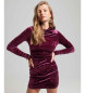 Superdry Long sleeve mini dress in pink velvet